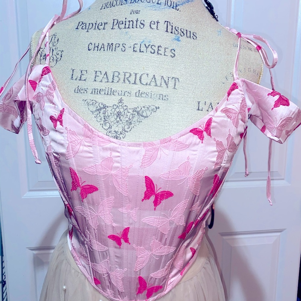 Sugar Thrillz off shoulder corset butterfly top.